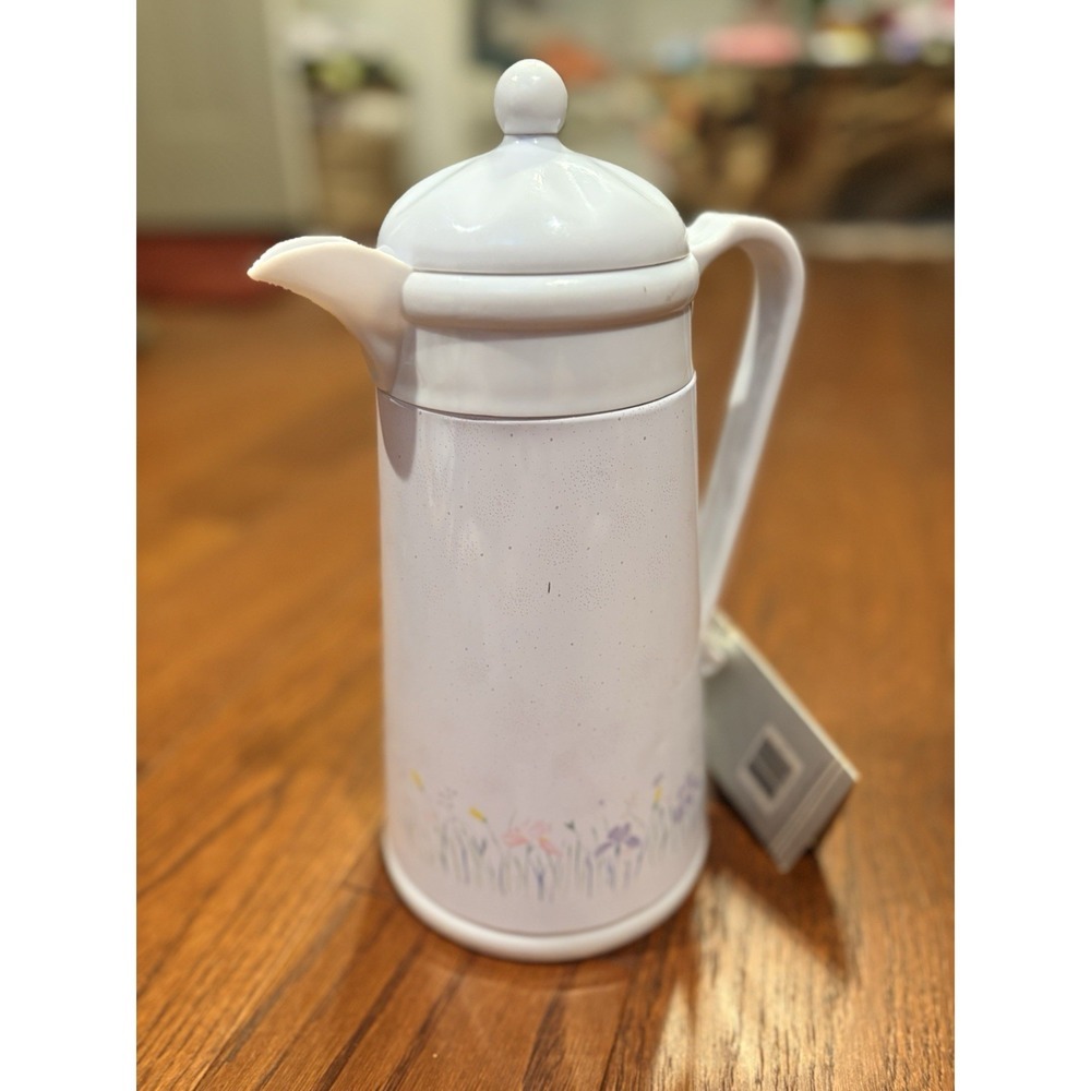 Vintage Corning Thermique Thermos Coffee Carafe Country Wildflower NWT Cottage